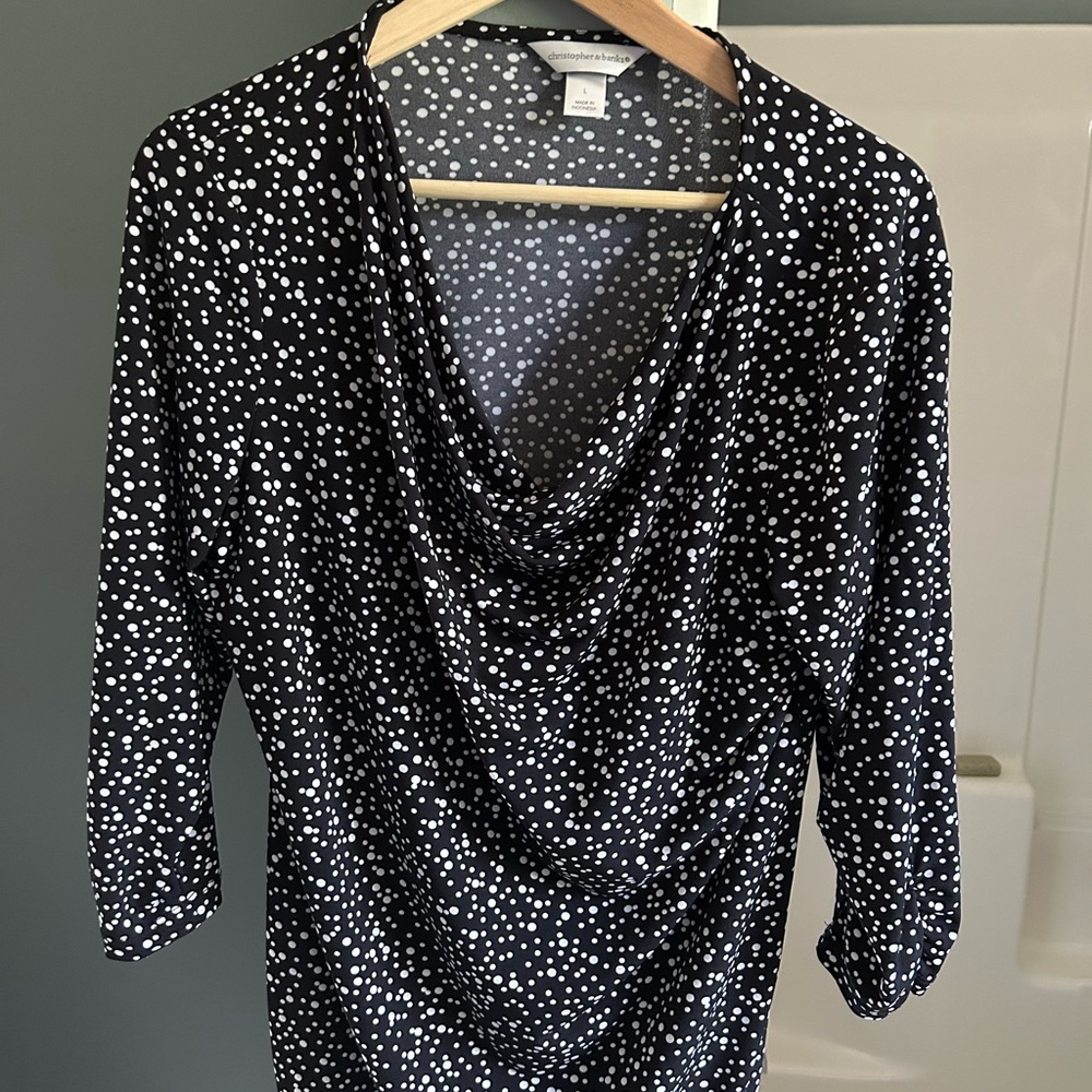Christopher & Banks Black and White Dot Top